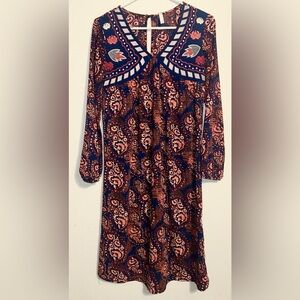 Xhilaration Navy and Red Long Sleeve Dress